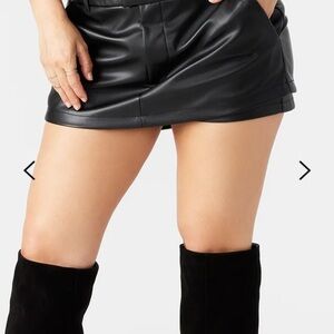 Black Faux Leather Mini Skort